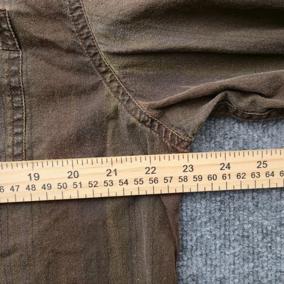 Prana Men's L Brown Striped Organic Cotton Long Sleeve Roll-Tab Shirt BREATHe - Picture 7 of 10